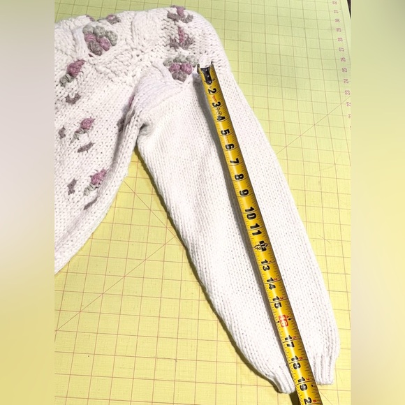 VINTAGE cottage floral chunky knit sweater feminine romantic 80s 90s cottagecore - Picture 11 of 14